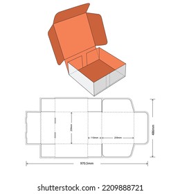 Box packaging die cut template 3d mockup.