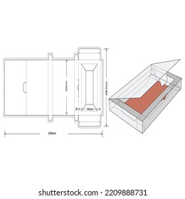 Box packaging die cut template 3d mockup.