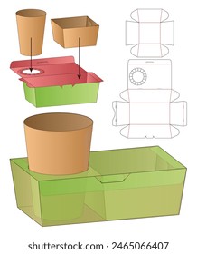 Diseño de Plantilla troquelada de embalaje de caja. maqueta 3d