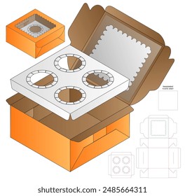 Diseño de Plantilla troquelada de embalaje de caja. maqueta 3d