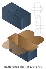 Diseño de Plantilla troquelada de embalaje de caja. Maqueta 3D