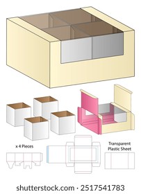 Diseño de Plantilla troquelada de embalaje de caja. Maqueta 3D