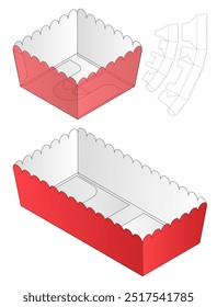 Diseño de Plantilla troquelada de embalaje de caja. Maqueta 3D