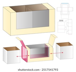 Diseño de Plantilla troquelada de embalaje de caja. Maqueta 3D