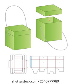 Projeto de modelo de corte de morrer de embalagem de caixa. maquete 3d