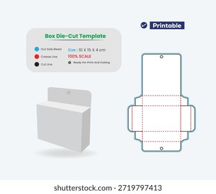 Diseño de Plantilla troquelada de embalaje de caja con maqueta 3d