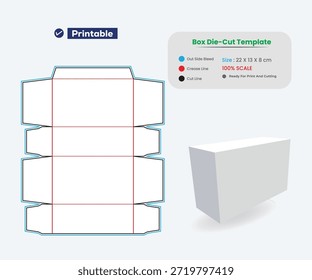 Diseño de Plantilla troquelada de embalaje de caja con maqueta 3d