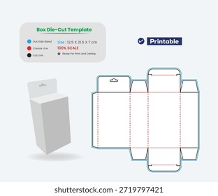 Diseño de Plantilla troquelada de embalaje de caja con maqueta 3d