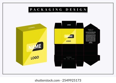 Box packaging die-cut template design. 3d mock-up of colorful and creative box design frames, for packaging, and design of Fragrance Box products Isolated on the background. vector illustration