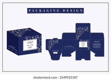 Box packaging die-cut template design. 3d mock-up of colorful and creative box design frames, for packaging, and design of Fragrance Box products Isolated on the background. vector illustration