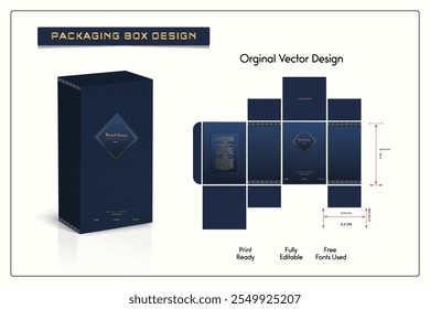 Box packaging die-cut template design. 3d mock-up of colorful and creative box design frames, for packaging, and design of Fragrance Box products Isolated on the background. vector illustration