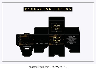 Projeto de modelo de corte de morrer de embalagem de caixa. 3d mock-up de quadros de design de caixa colorido e criativo, para embalagem e design de produtos Fragrance Box Isolado no fundo.