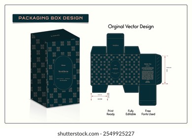 Box packaging die-cut template design. 3d mock-up of colorful and creative box design frames, for packaging, and design of Fragrance Box products Isolated on the background. vector illustration