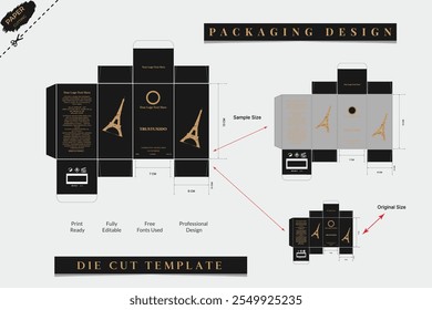 Box packaging die-cut template design. 3d mock-up of colorful and creative box design frames, for packaging, and design of Fragrance Box products Isolated on the background. vector illustration