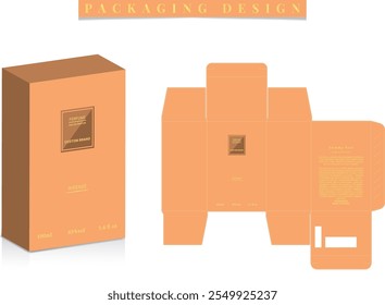 Box packaging die-cut template design. 3d mock-up of colorful and creative box design frames, for packaging, and design of Fragrance Box products Isolated on the background. vector illustration