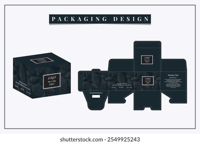 Box packaging die-cut template design. 3d mock-up of colorful and creative box design frames, for packaging, and design of Fragrance Box products Isolated on the background. vector illustration