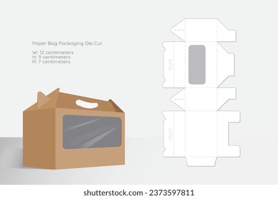 Box packaging die-cut template, modern 3D flat sketch