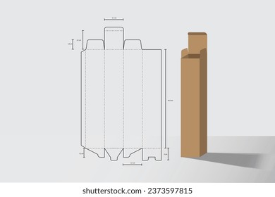 Box packaging die-cut template, modern 3D flat sketch