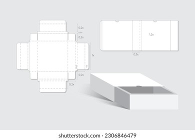 Box packaging guidance advertising template, modern flat 3D object sketch