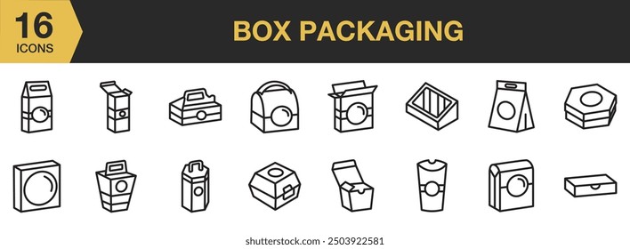 Box Packaging icon set. Outline icons vector collection.