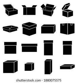 box packaging icon set vector symbol