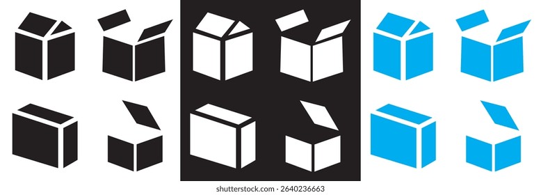 Box and packaging  icon .  Vector for crumpled box, delivery, cargo, open, closed, , pack box etc . Vector for websites, mobile interfaces, presentations, banner, visual branding etc. EPS 10