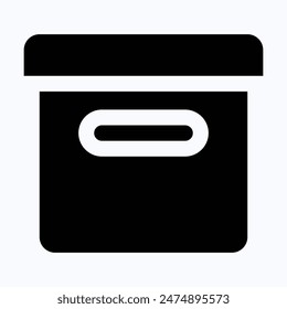 Box Packaging Icon Vector, Isolated Silhouette Vector Icon.