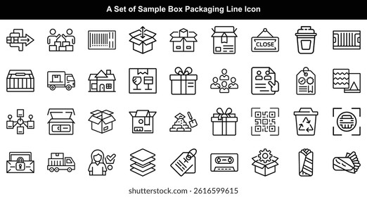 Box Packaging Icon Vector Set, Delivery Shipping Symbol Graphics