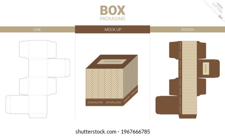 Box packaging and moackup die cut template