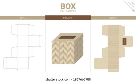 Box packaging and moackup die cut template