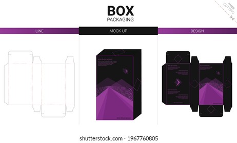 Box packaging and moackup die cut template