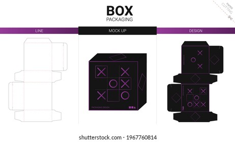Box packaging and moackup die cut template
