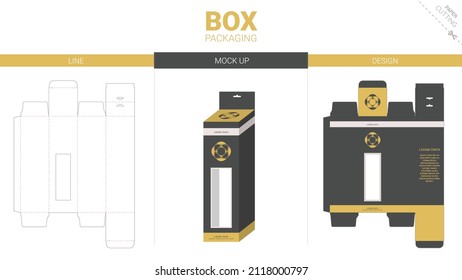 Box packaging and moackup die cut template