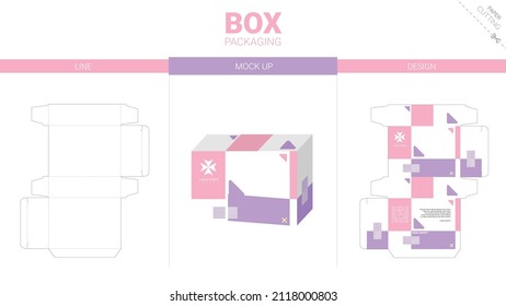 Box packaging and moackup die cut template