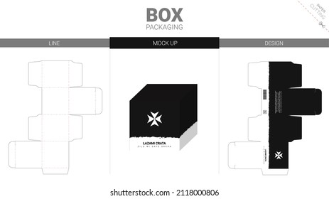 Box packaging and moackup die cut template