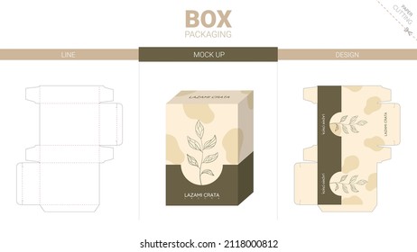 Box packaging and moackup die cut template
