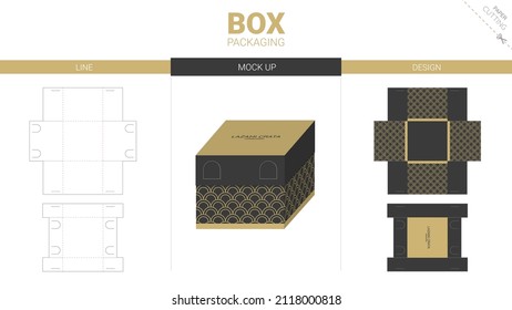Box packaging and moackup die cut template