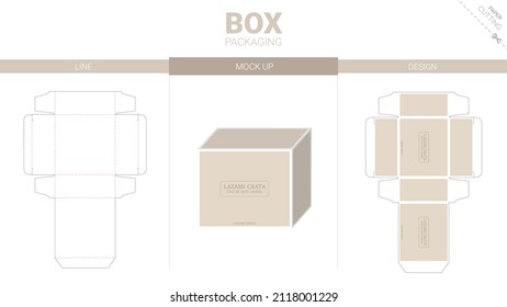 Box packaging and moackup die cut template