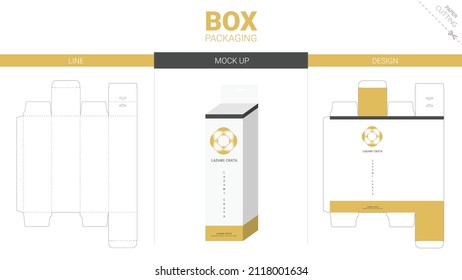 Box packaging and moackup die cut template