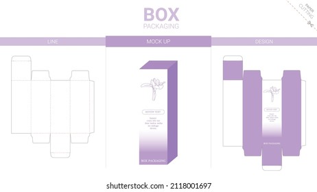 Box packaging and moackup die cut template