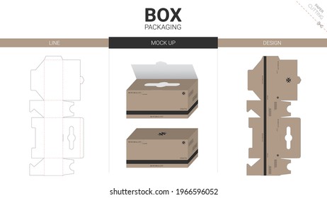 Box packaging and mockup die cut template