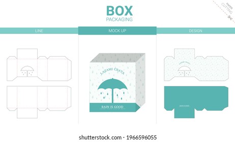 Box packaging and mockup die cut template