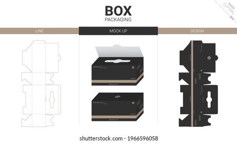 Box packaging and mockup die cut template