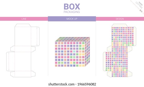 Box packaging and mockup die cut template