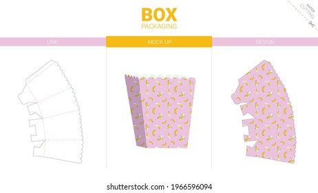 Box packaging and mockup die cut template
