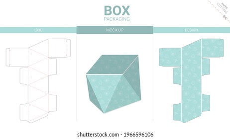 Box packaging and mockup die cut template
