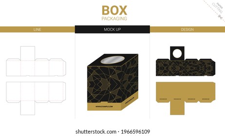 Box packaging and mockup die cut template