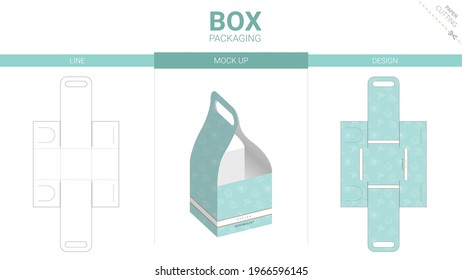 Box packaging and mockup die cut template