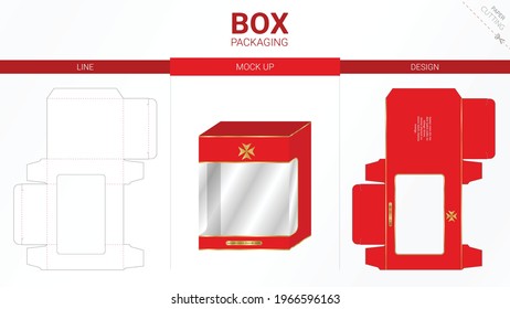 Box packaging and mockup die cut template