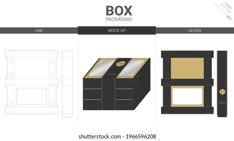 Box packaging and mockup die cut template